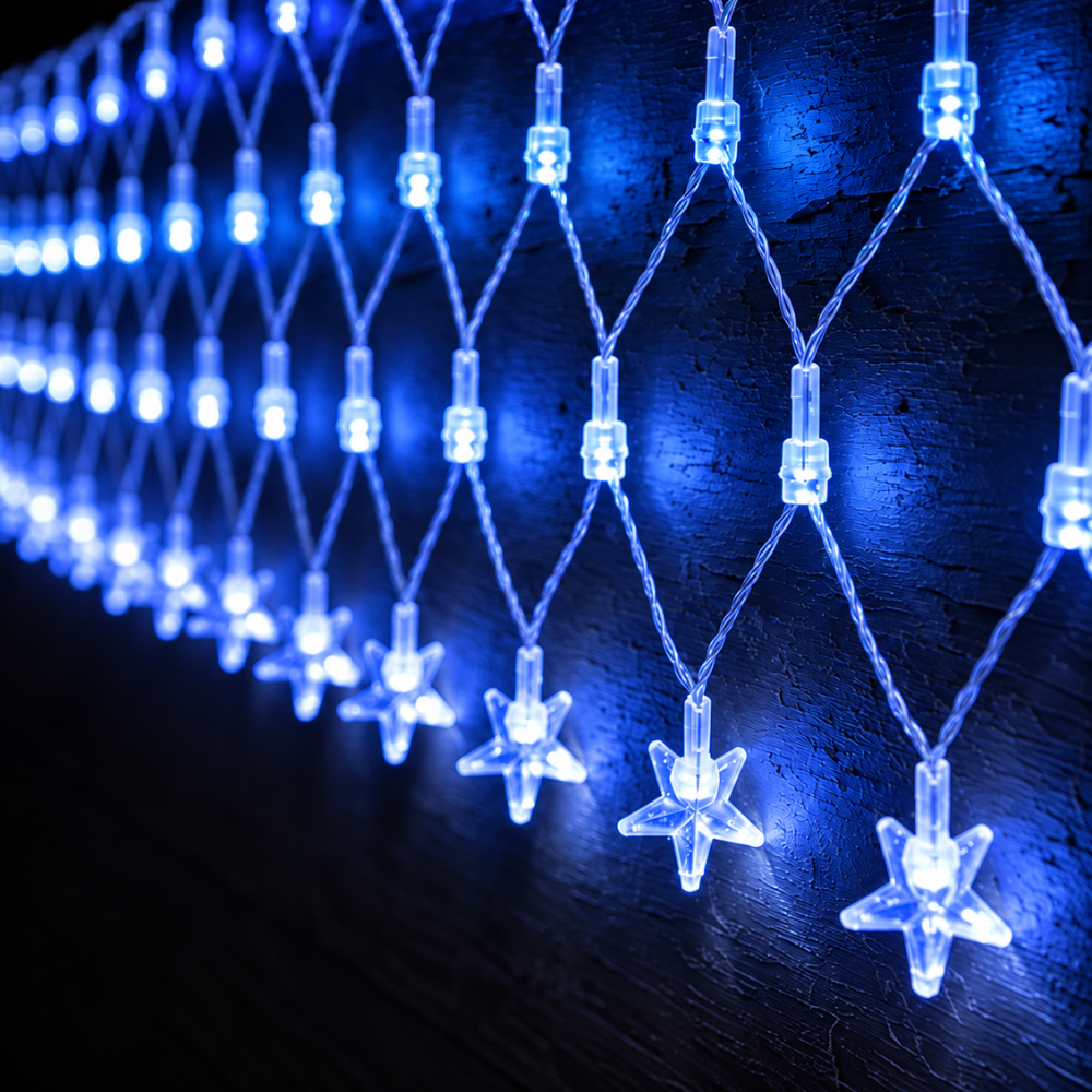 Pisca-Pisca Rede de Natal 120 LEDs Azuis Estrela 3 m 127V Rio Master
