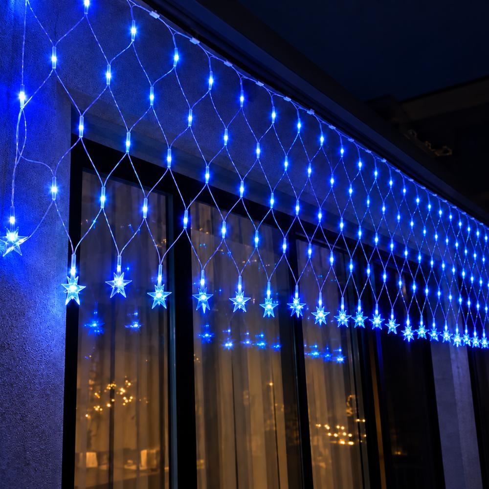 Pisca-Pisca Rede de Natal 120 LEDs Azuis Estrela 3 m 127V Rio Master