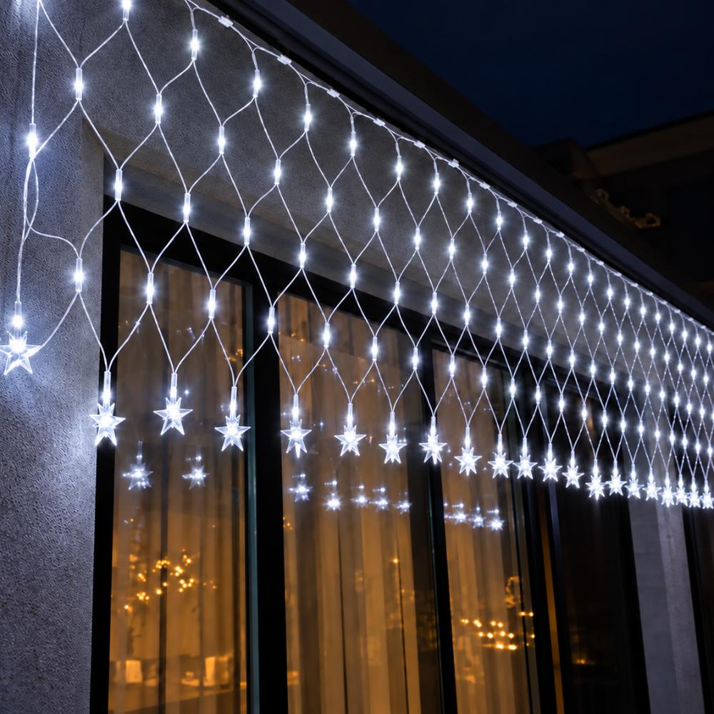 Pisca-Pisca Rede de Natal 120 LEDs Brancos Estrela 3 m 127V Rio Master