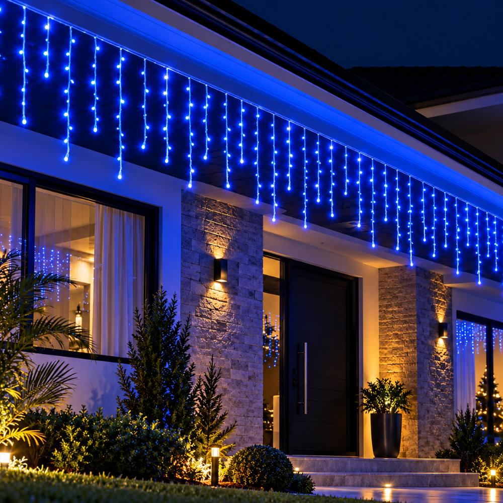 Pisca-Pisca Cascata de Natal 200 LEDs Azuis 8 Funções 4,5 m 127V Rio Master