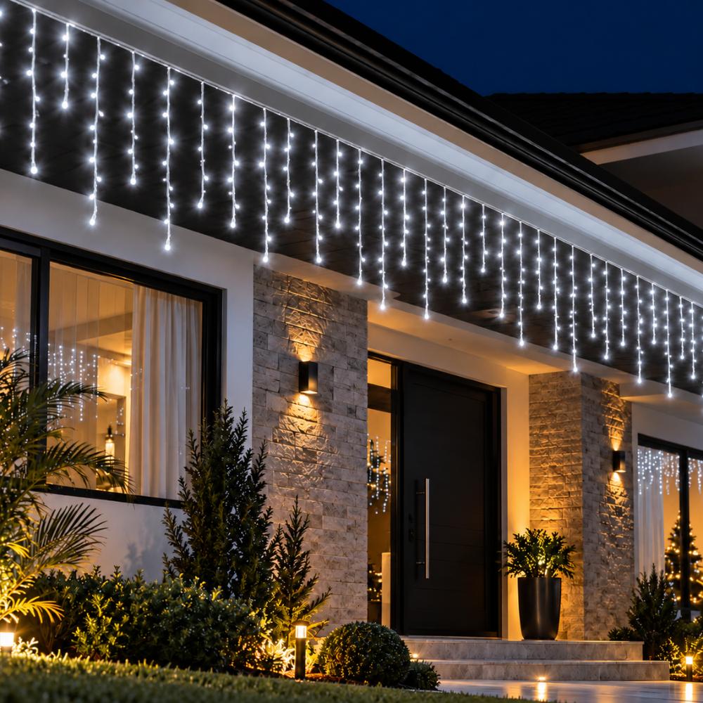 Pisca-Pisca Cascata de Natal 200 LEDs Brancos 8 Funções 4,5 m 127V Rio Master