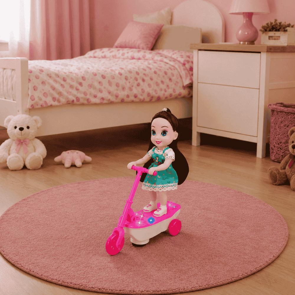 Boneca Belinda Radical Patinete com Luz e Som DM Brasil