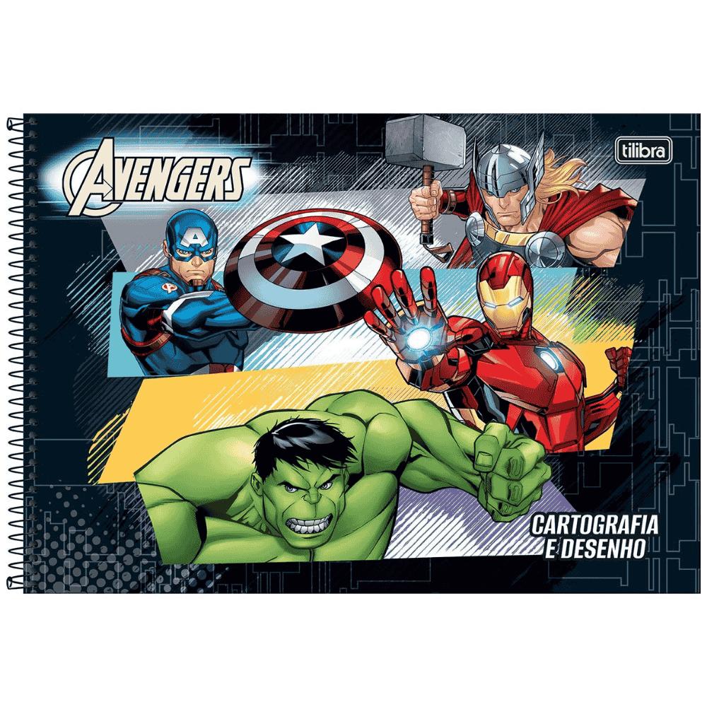 Caderno Espiral Cartografia E Desenho Avengers 80 Folhas Tilibra