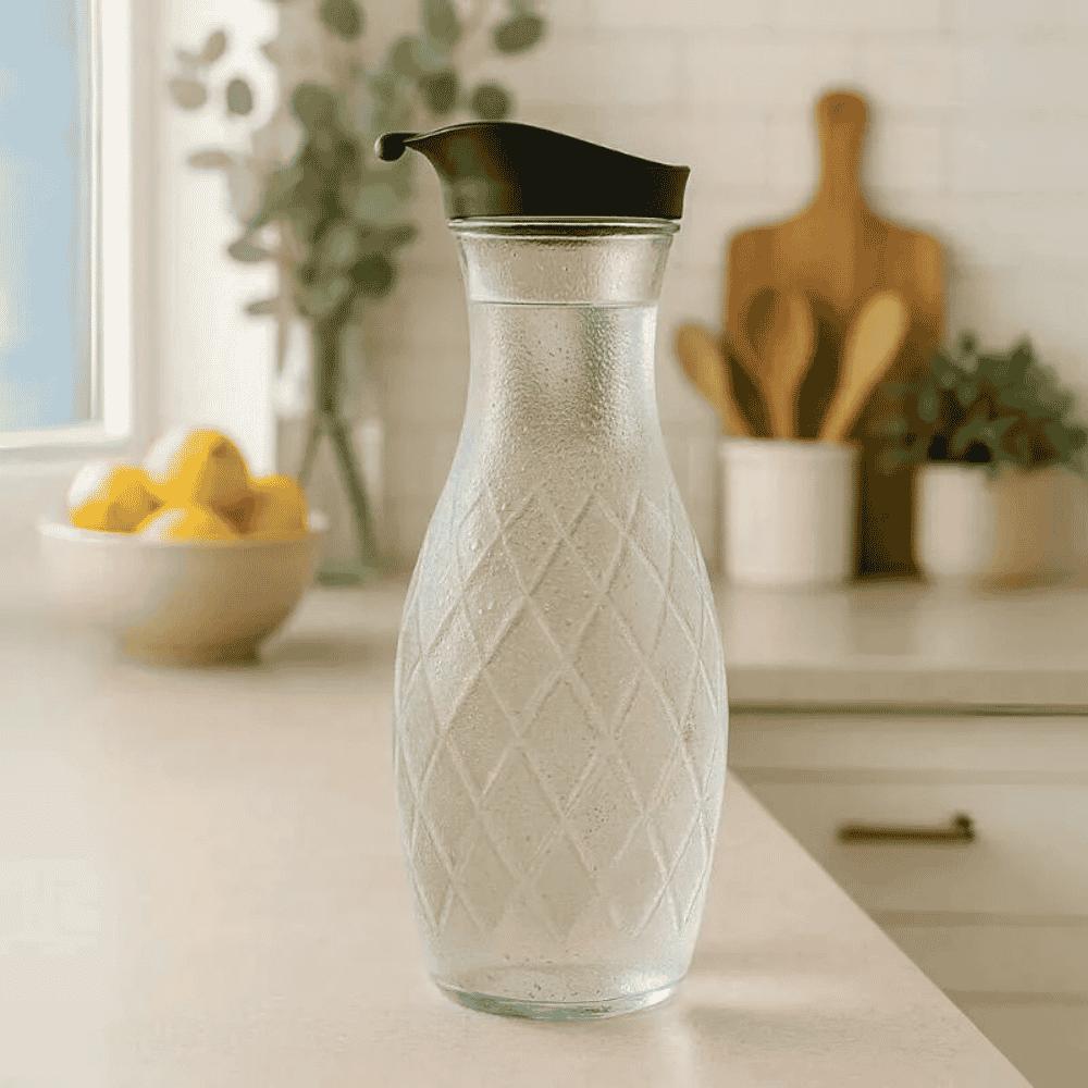 Garrafa Cristal 1200ml Tampa Preta Igaratiba