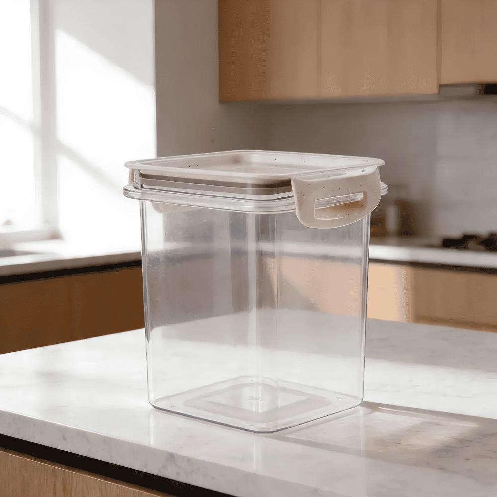 Porta Mantimento Trava Mais Quadrado Cristal 830ml Plasútil