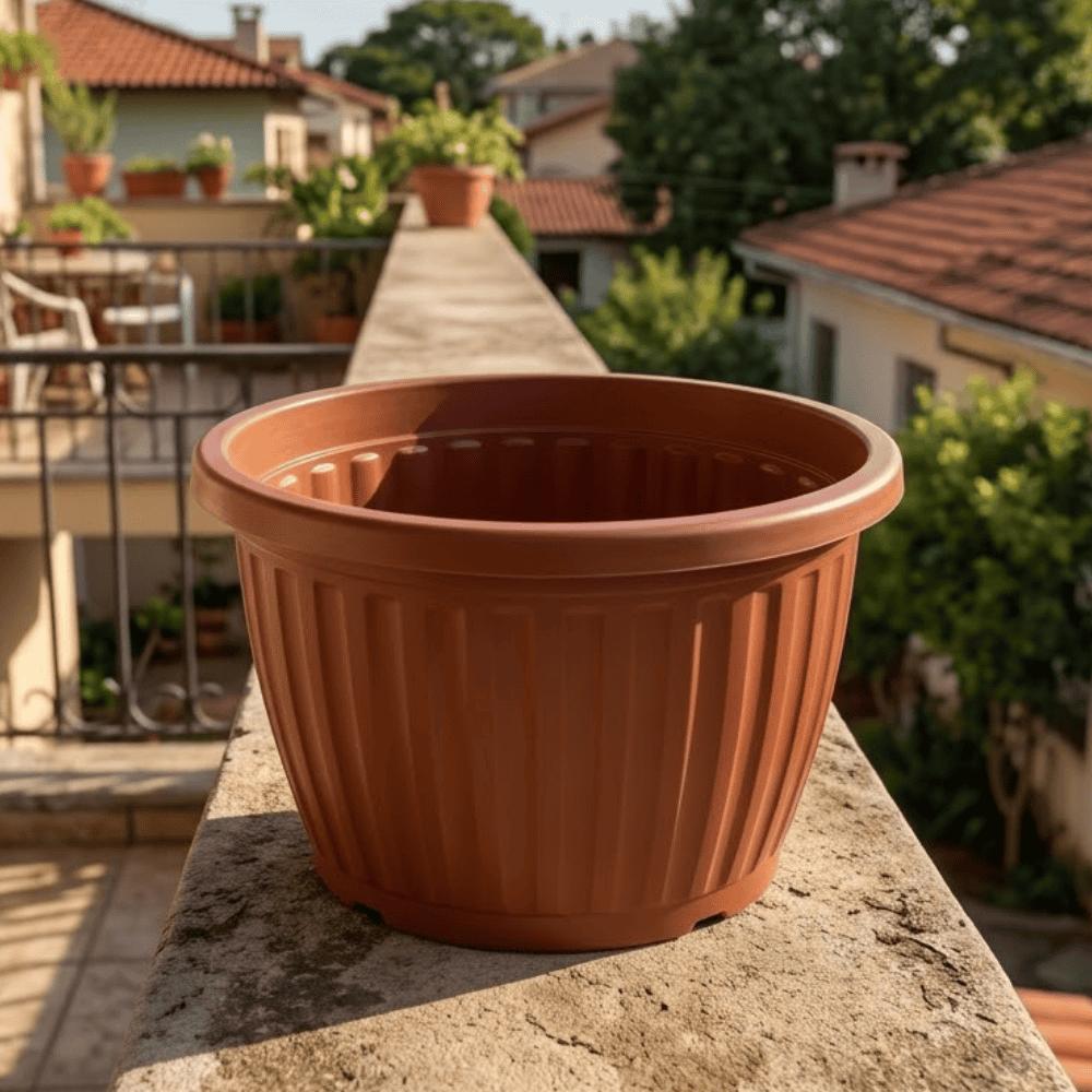 Vaso Redondo Canelado Cerâmico 6L Ercaplast
