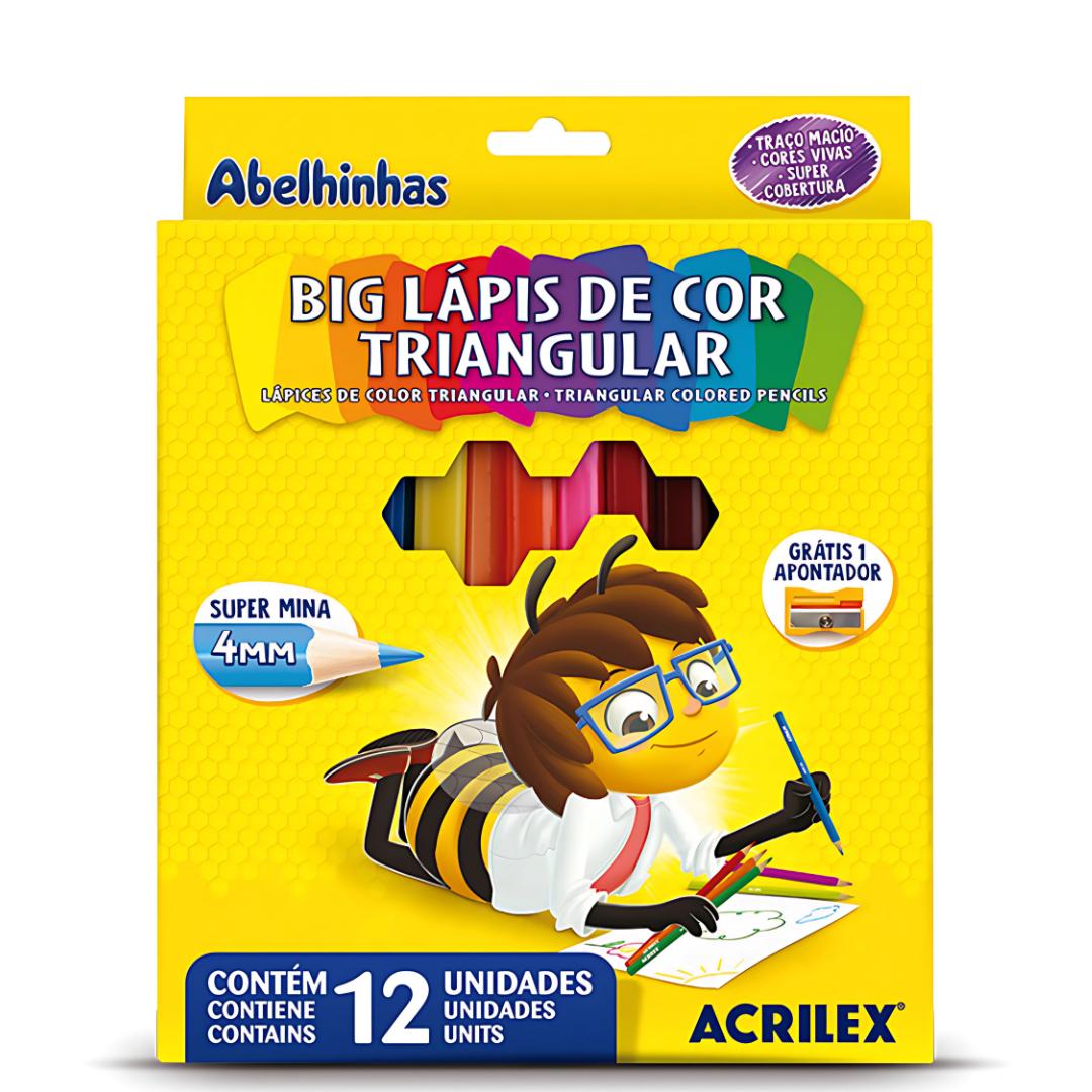Big Lapis De Cor Triangular 12 Cores Acrilex
