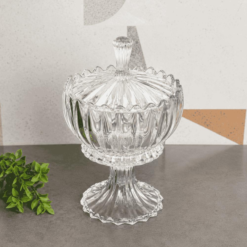 Potiche Decorativo Cristal com Pé e Tampa Geneva Coliseu
