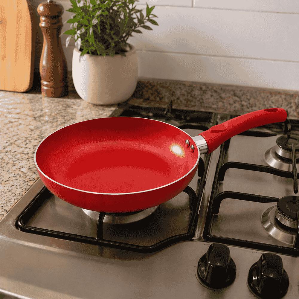 Frigideira Alumínio 24cm Vermelha Etilux