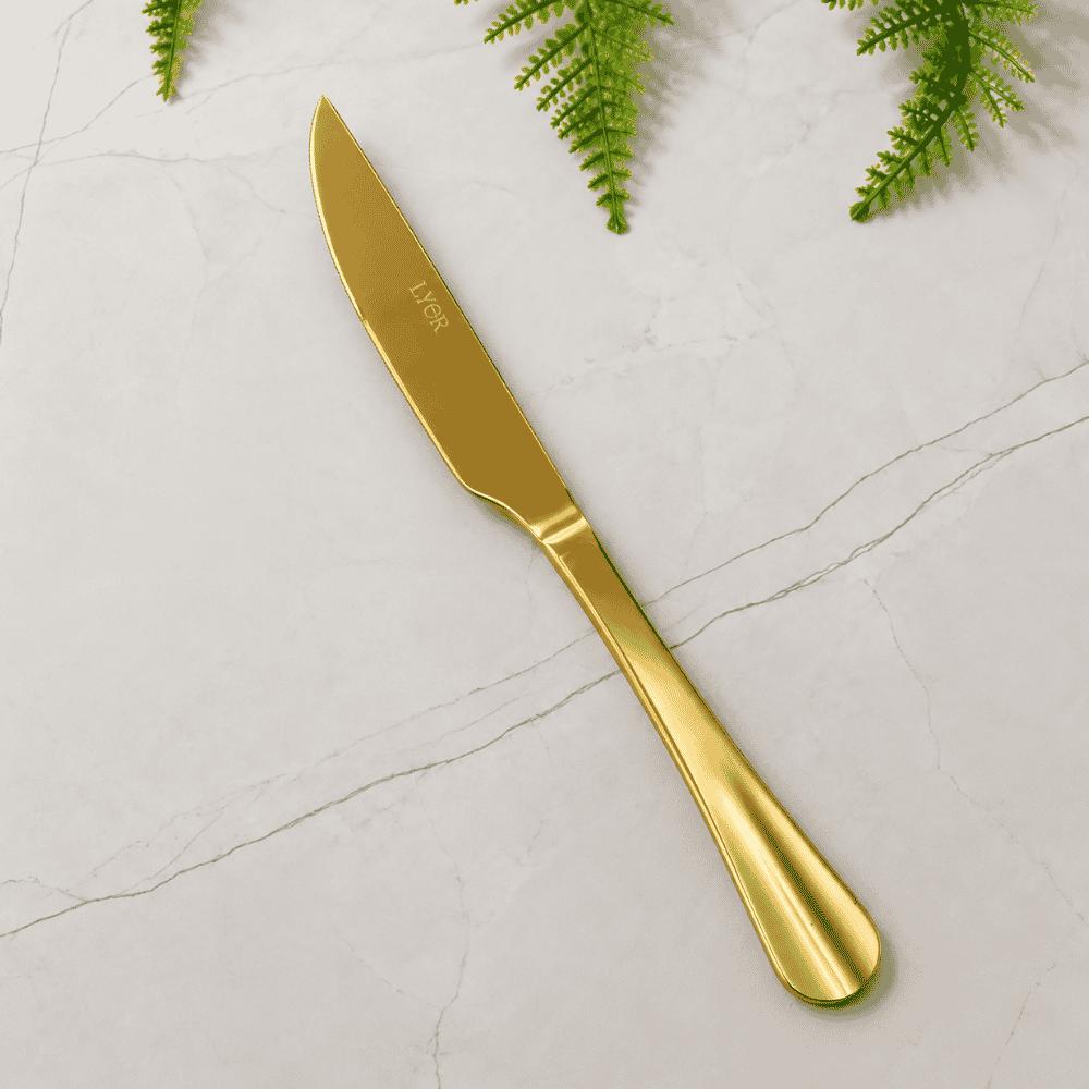 Faca para Churrasco Inox 23cm Positano Dourado Coliseu