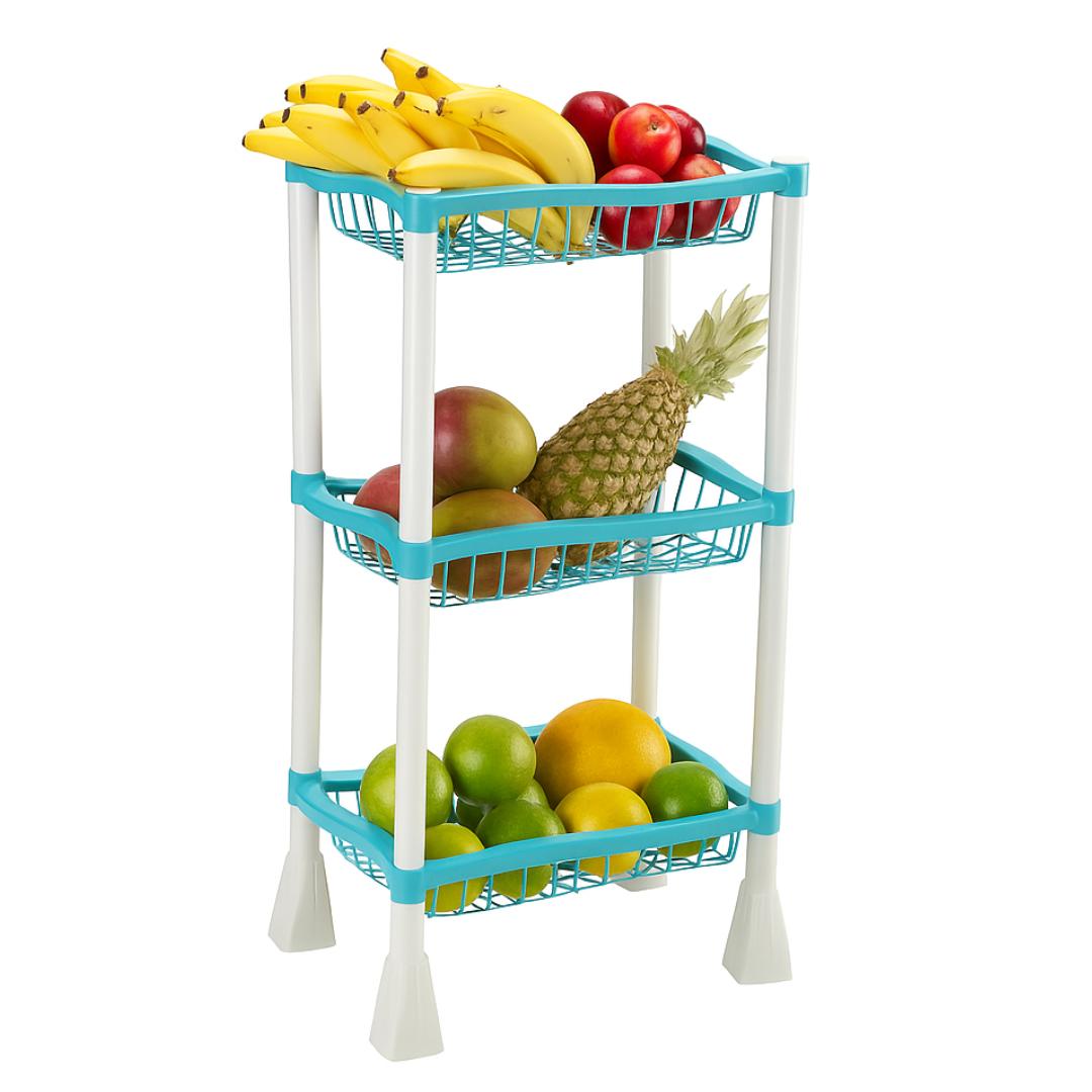 Fruteira Retangular Com 3 Andares Color Injeplastec