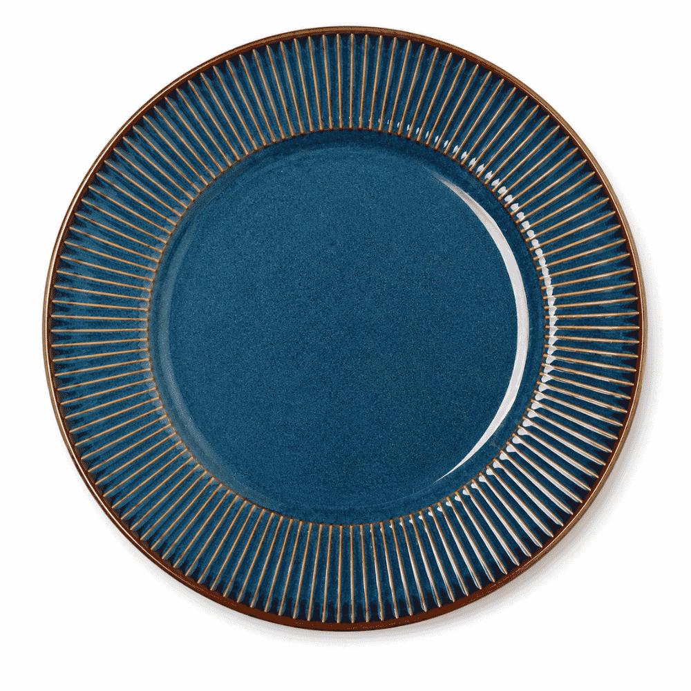 Prato para Sobremesa de Cerâmica Linear Azul 20cm Coliseu