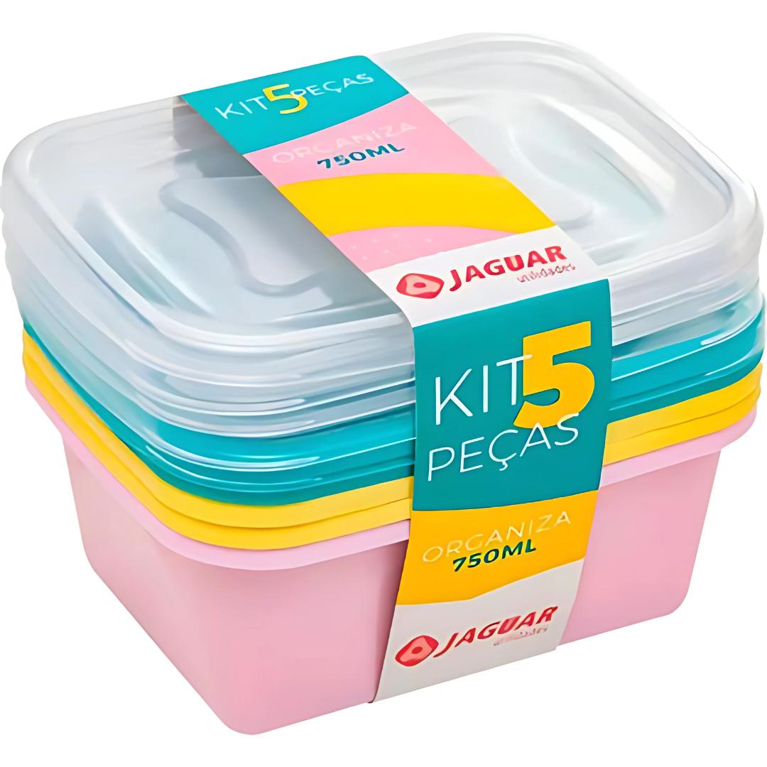 Kit 5 Peças Organizador Retangular 750Ml Jaguar