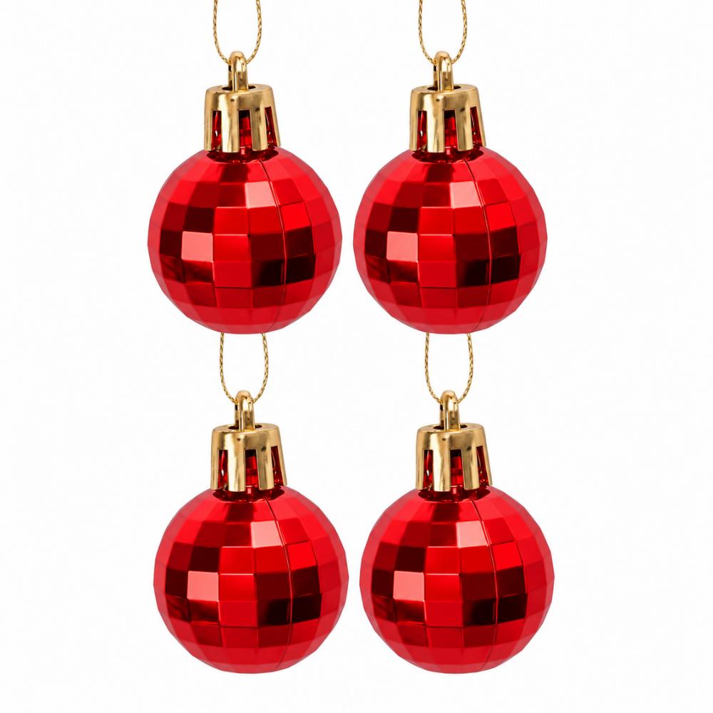 Bola Decorativa para Árvore de Natal Vermelha 4cm 4 Peças Multiart