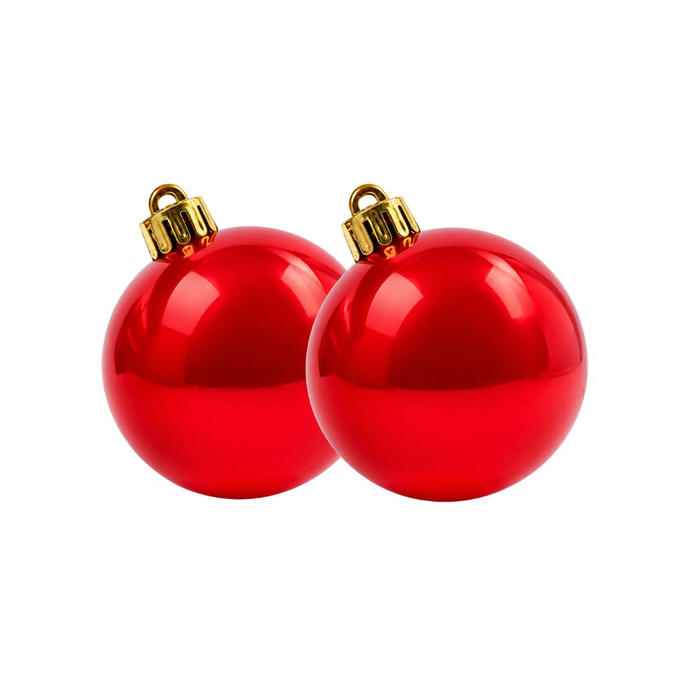Bola Decorativa de Natal Vermelha 6cm 2 Peças Multiart