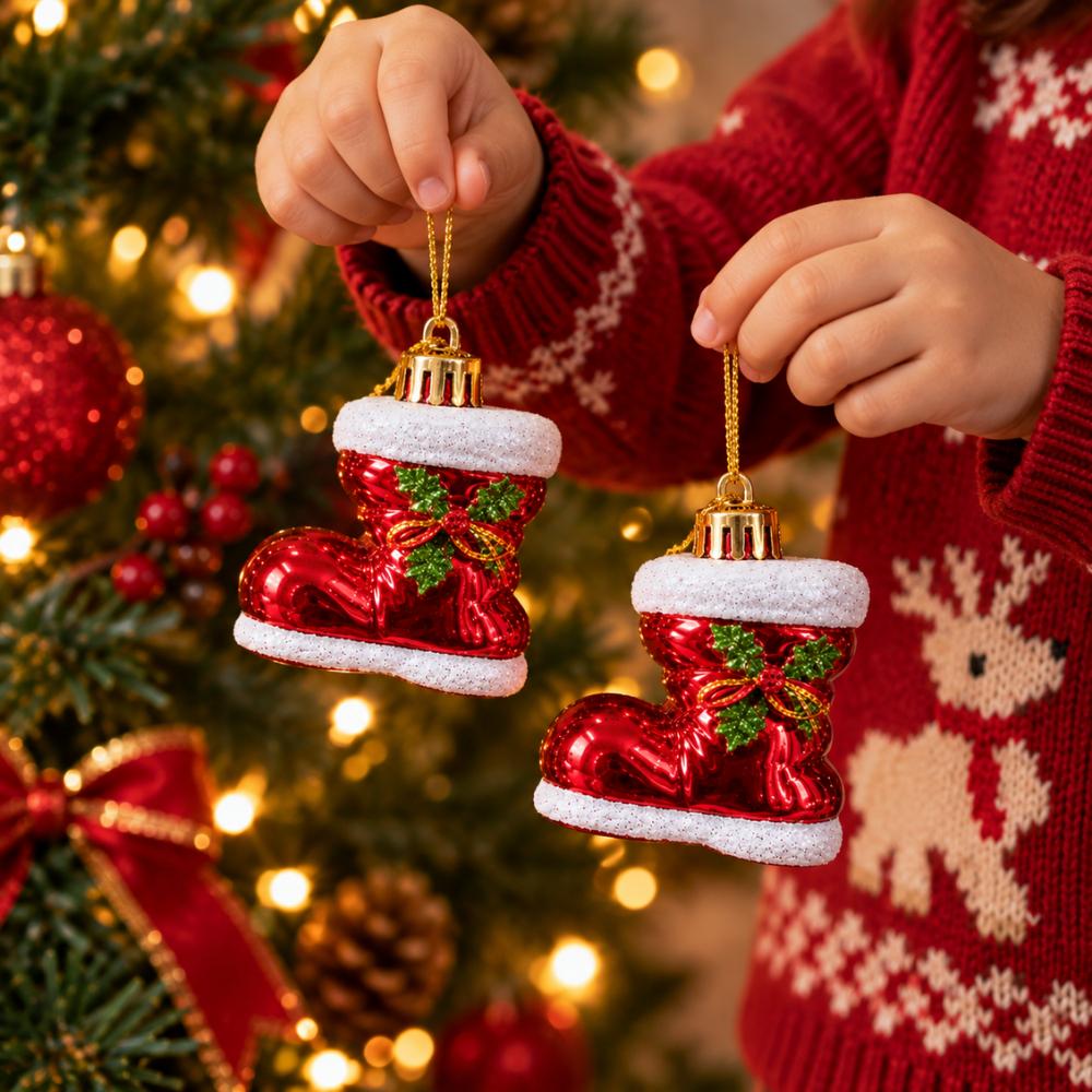 Botinhas Decorativas de Natal 5x6cm 2 Peças Multiart
