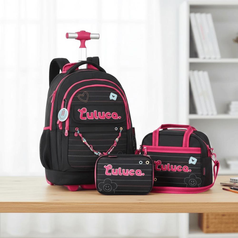 Kit Mochila/Lancheira/Estojo Luluca