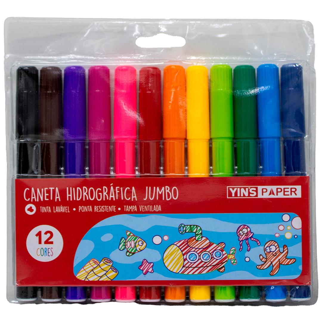 Caneta Hidrográfica 12 Cores Jumbo Yins