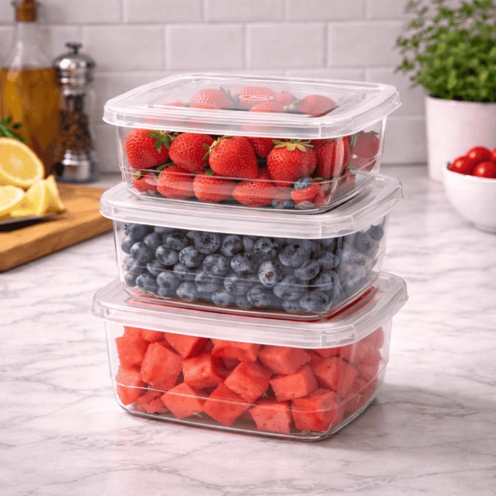 Conjunto Pote Retangular Mini 3 Peças 260Ml Ercaplast