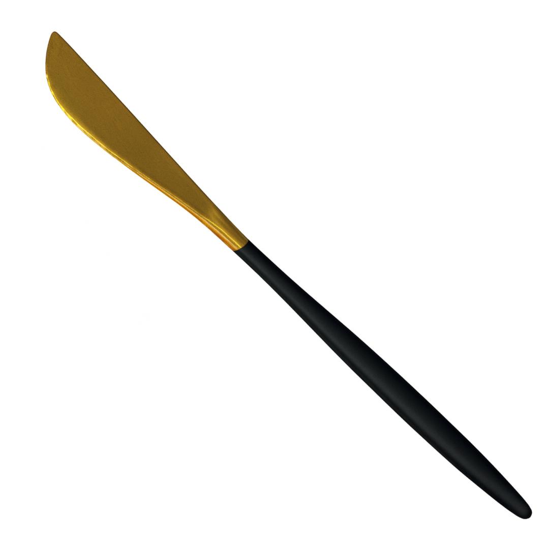 Faca De Mesa Inox Preto E Dourado Chazak