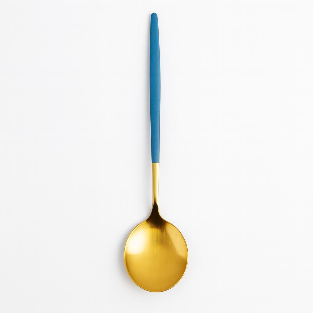 Colher De Sobremesa Dourada Com Azul Chazak