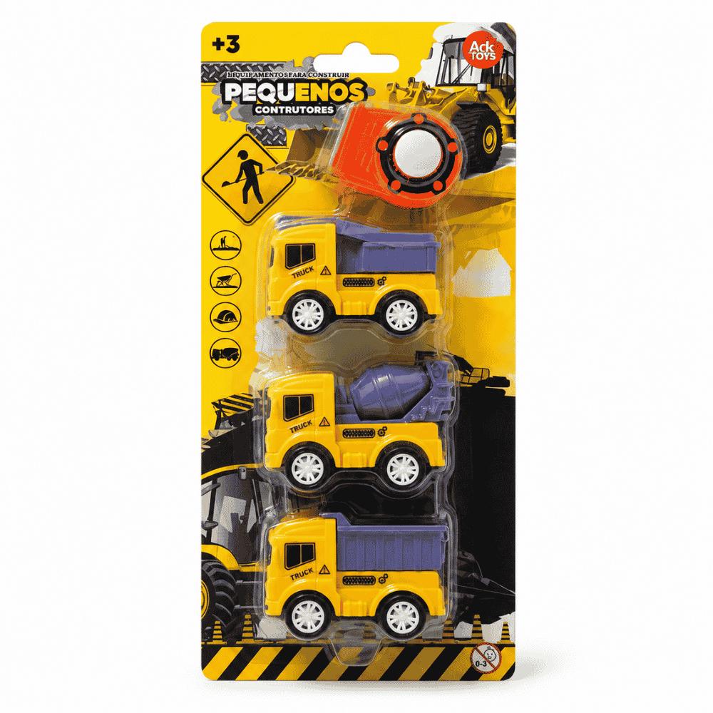 Kit 3 Mini Caminhões de Construção Ark Toys