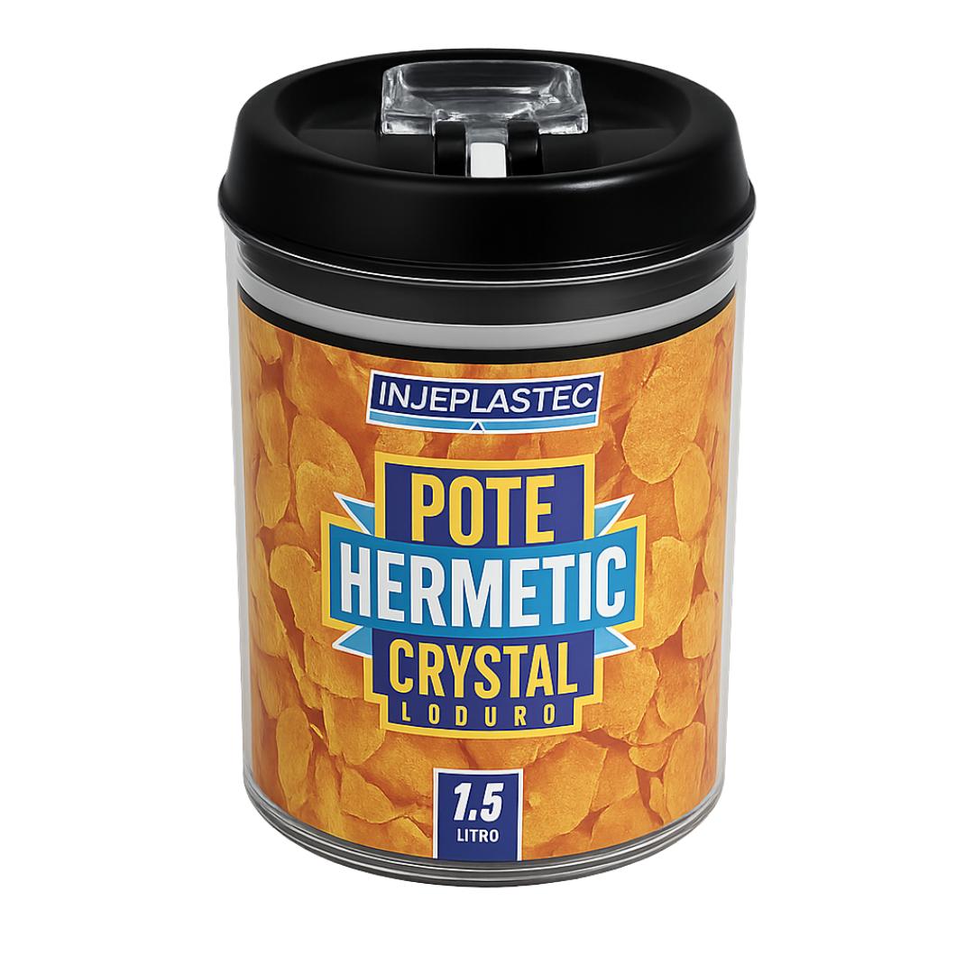 Pote Hermetic Redondo Médio 1,5L Preto