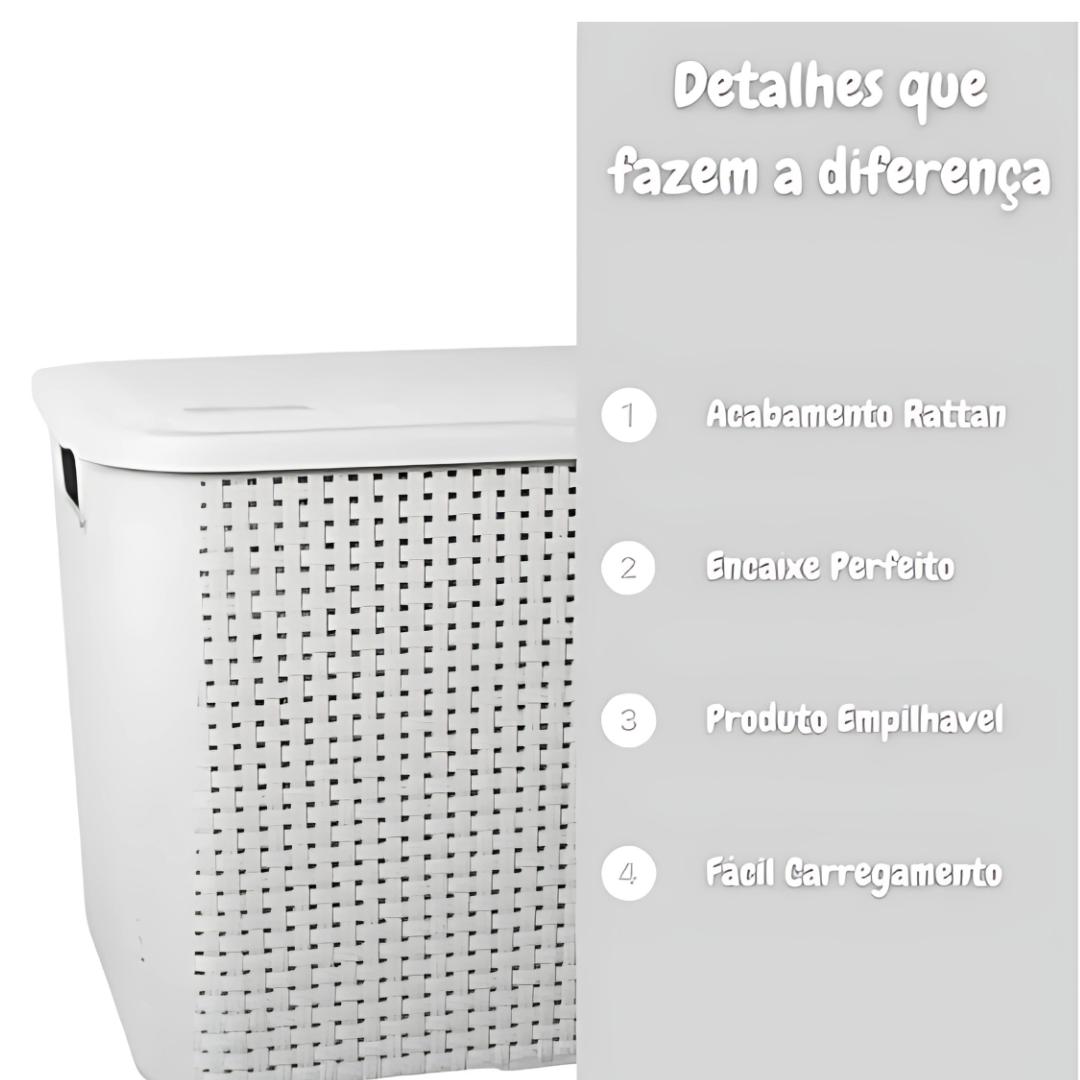 Organizador Ratan Retangular 26Lts Branco Pratic 789