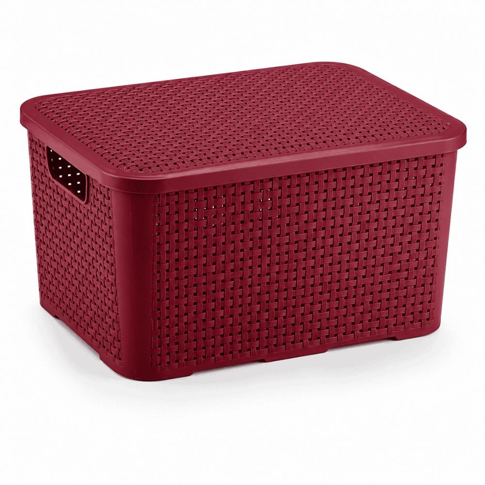 Organizador Rattan Retangular 14L Vermelho Pratic
