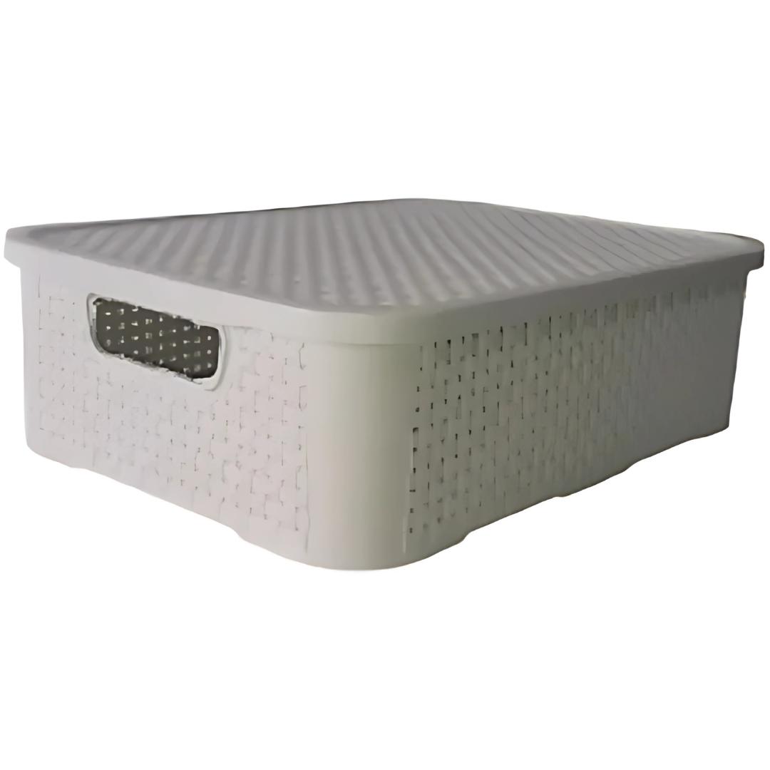 Organizador Retangular De Rattan 10L Branco Pratic