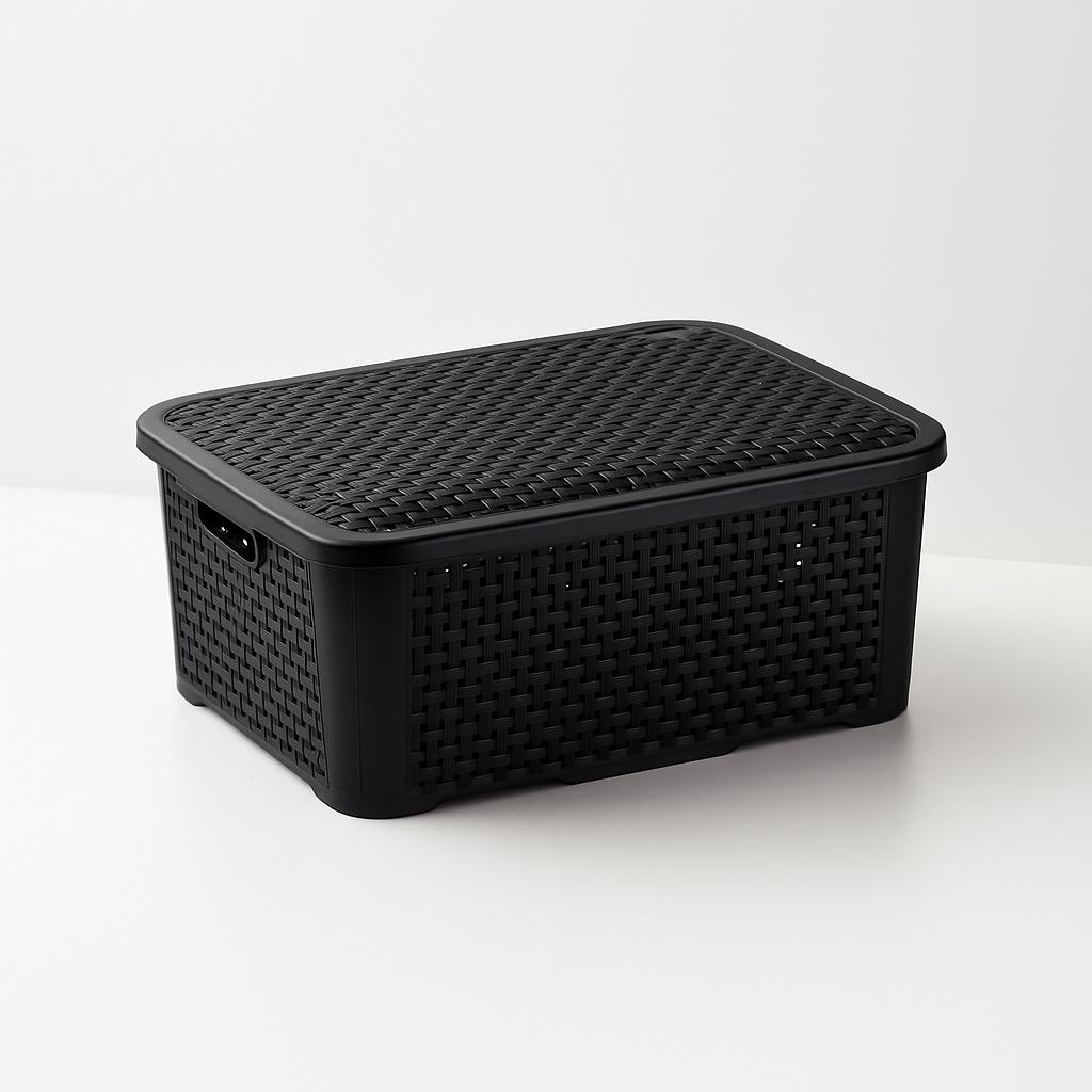 Organizador Rattan Retangular 10 Litros Preto Pratic