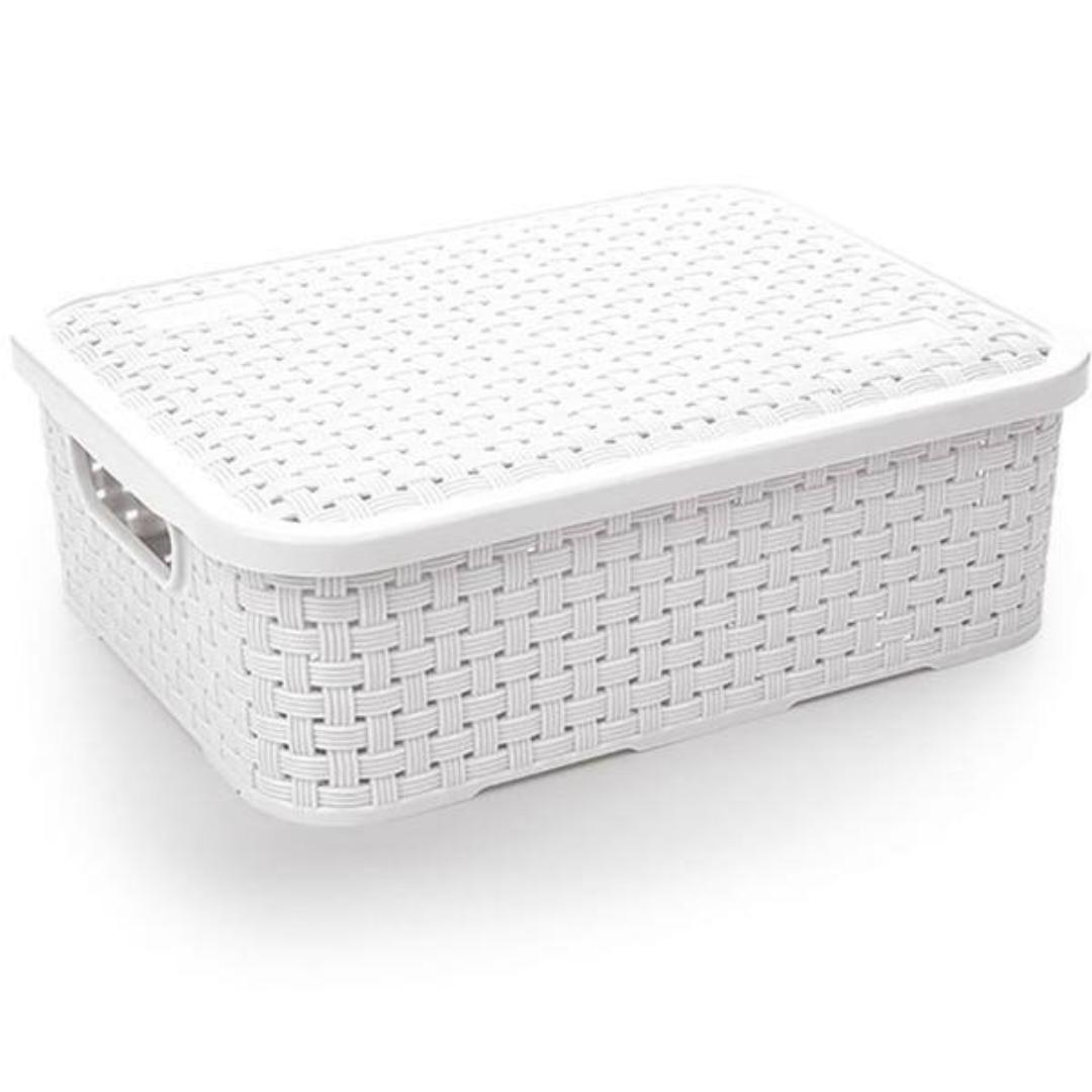 Organizador Ratan Retangular 3Lts Branco Pratic