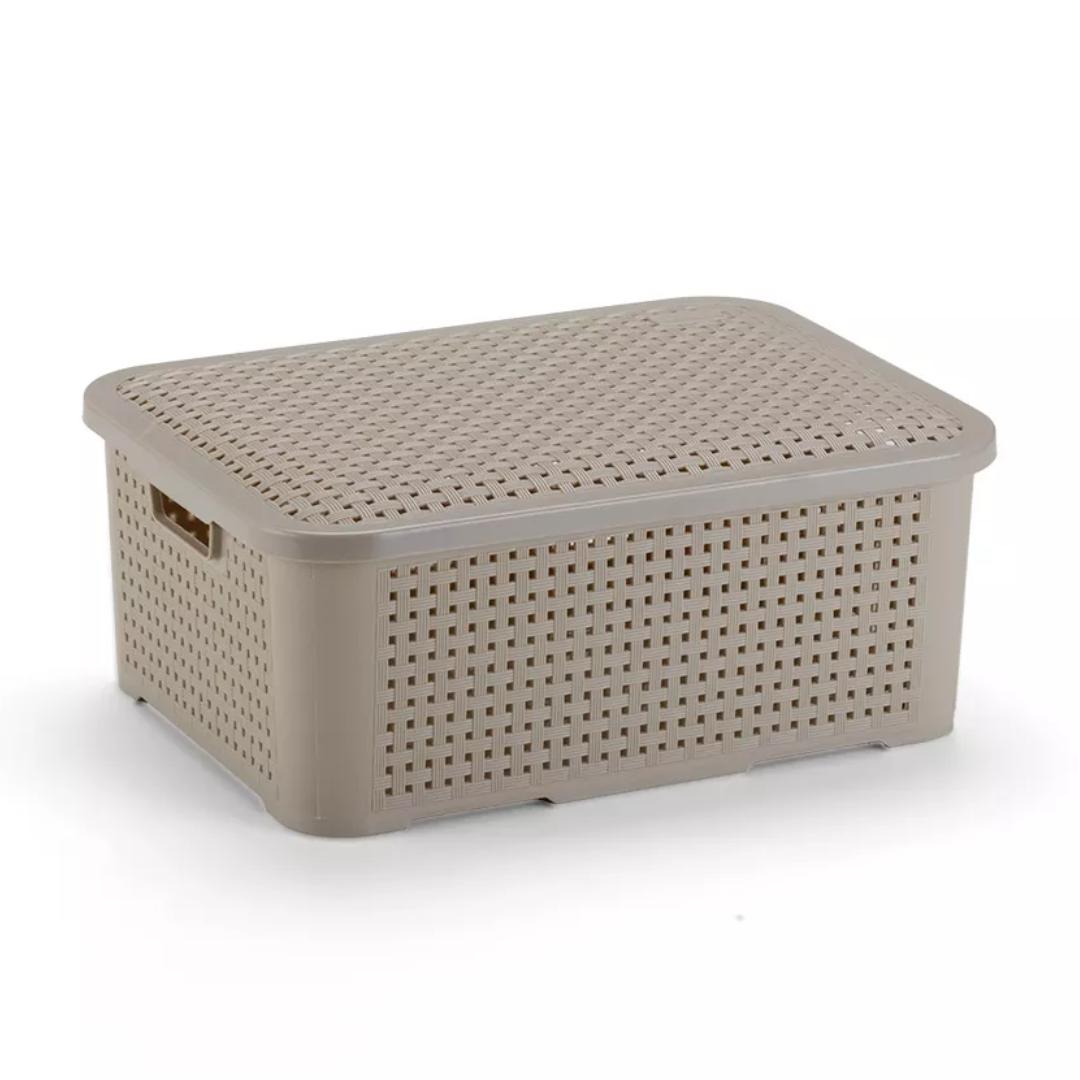 Organizador Ratan Retangular 3Lts Capuccino Pratic