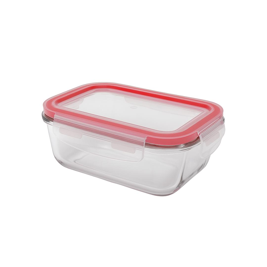 Pote De Vidro Retangular Com Tampa Em Plástico 640Ml Chazak