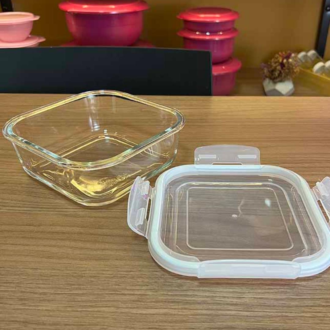 Pote Em Vidro Quadrado C/Tp Em Plast 520Ml Chazak