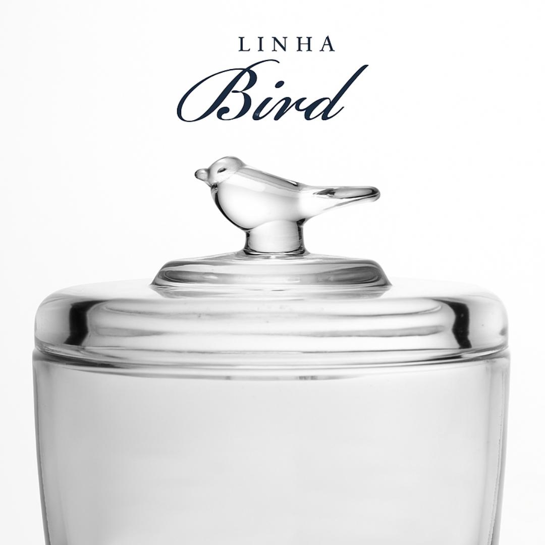 Pote De Cristal Com Tampa Bird Coliseu