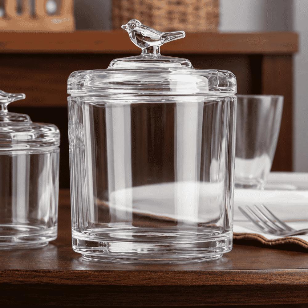 Pote de Cristal com Tampa Bird Coliseu