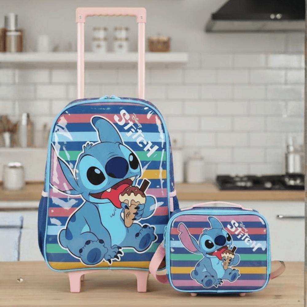 Kit Mochila c/ Lancheira Stitch Azul