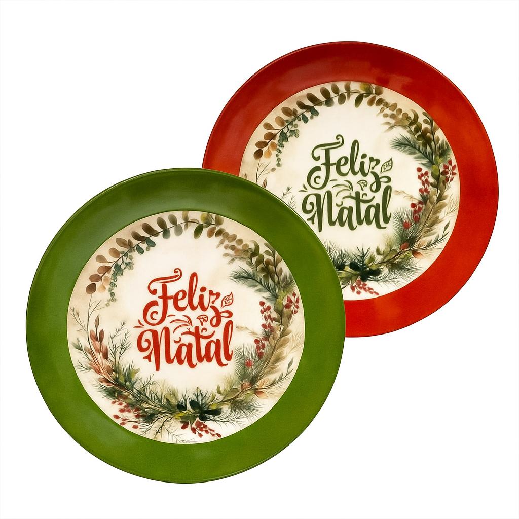 Prato de Melamina Redondo Jantar Guirlanda 25cm Rio Master