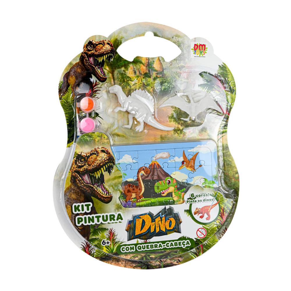 Kit Pintura Dino com Quebra-Cabeça 24 Peças DM Toys