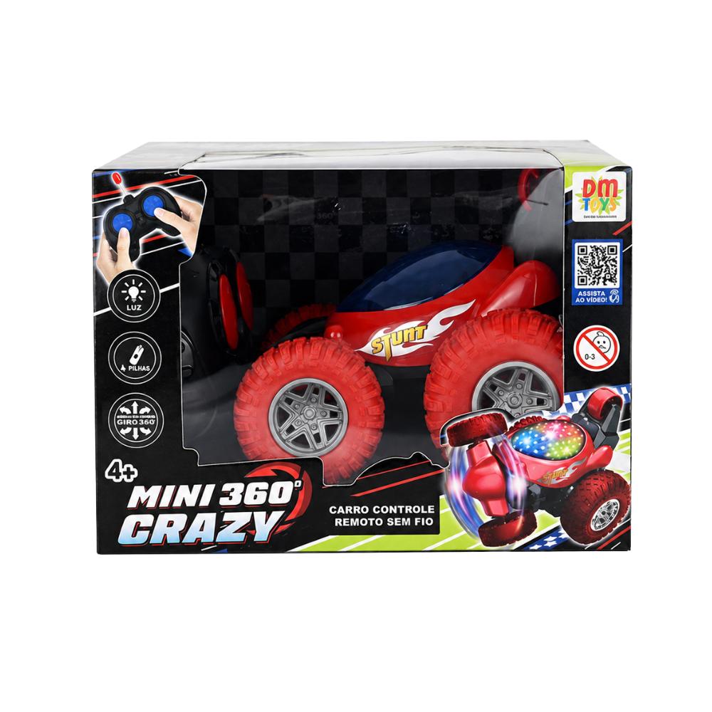 Carro Controle Remoto Sem Fio Mini Crazy 360º com Luz DM Toys