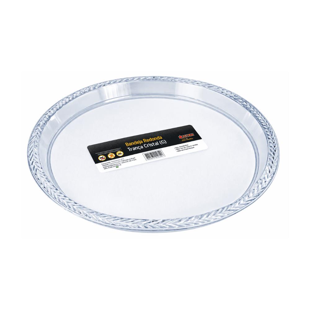 Bandeja Redonda Trançada Cristal Grande Keita