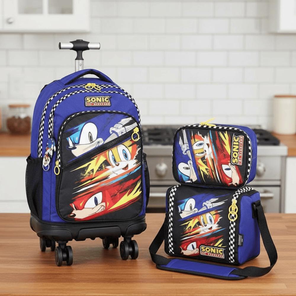 Kit Mochila/Estojo/Lancheira Sonic Azul