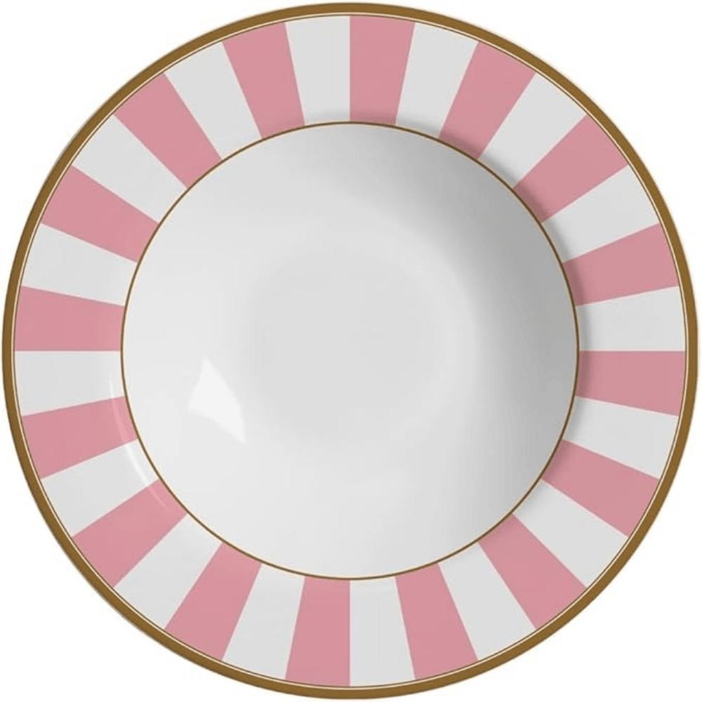 Prato Fundo Stripe Rosa Plus Alleanza