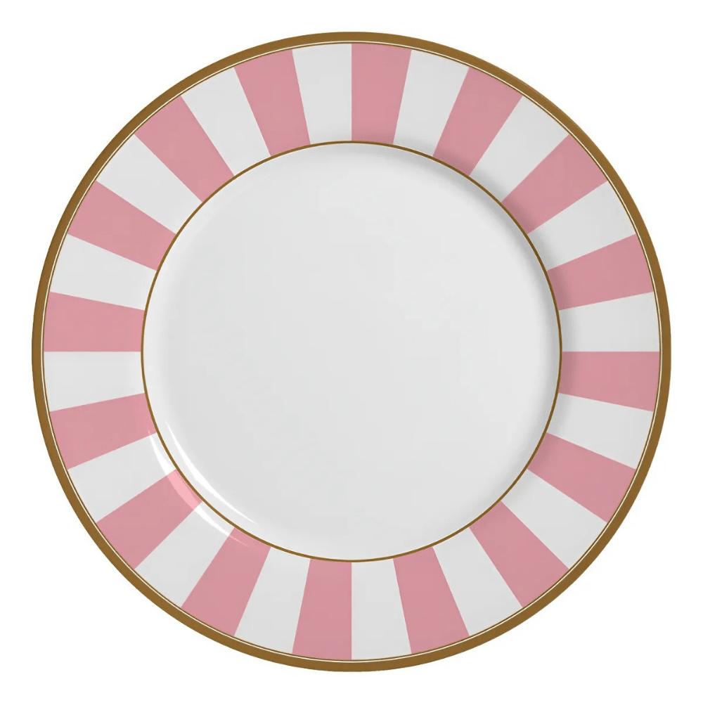 Prato De Sobremesa Stripe Rosa Plus Alleanza