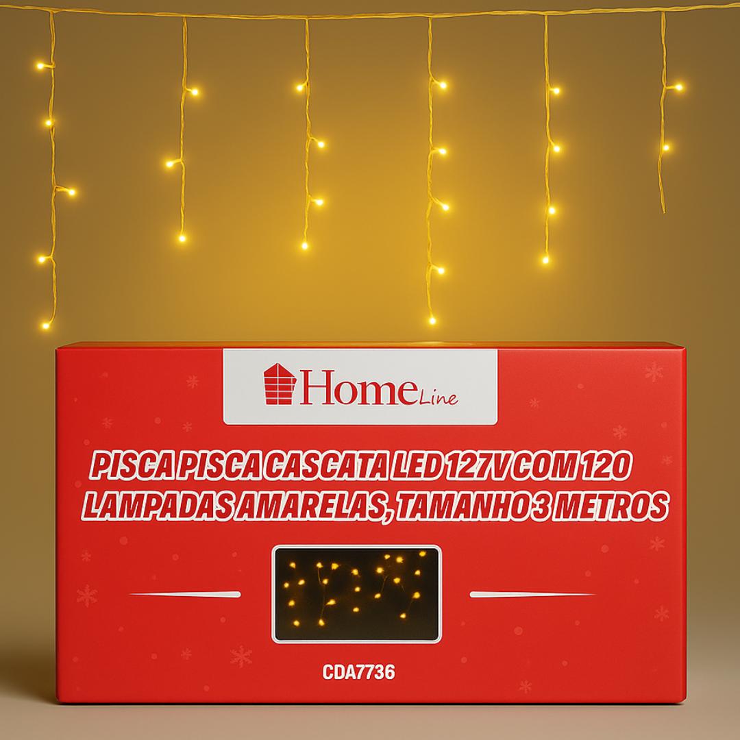 Pisca Pisca Cascata 120 Lâmpadas Amarelas 3 Metros Home Line