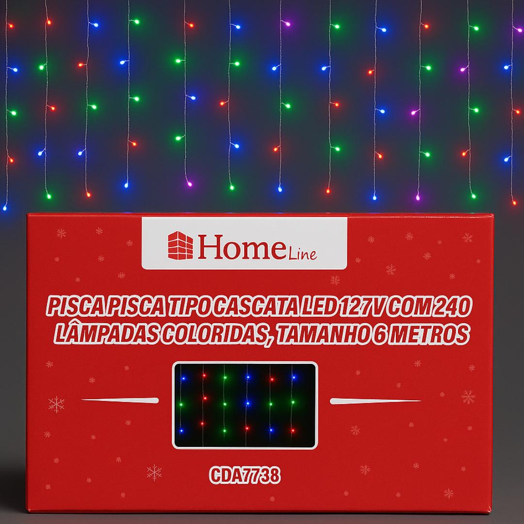 Pisca Pisca Cascata 240 Lâmpadas Coloridas 6 Metros Home Line