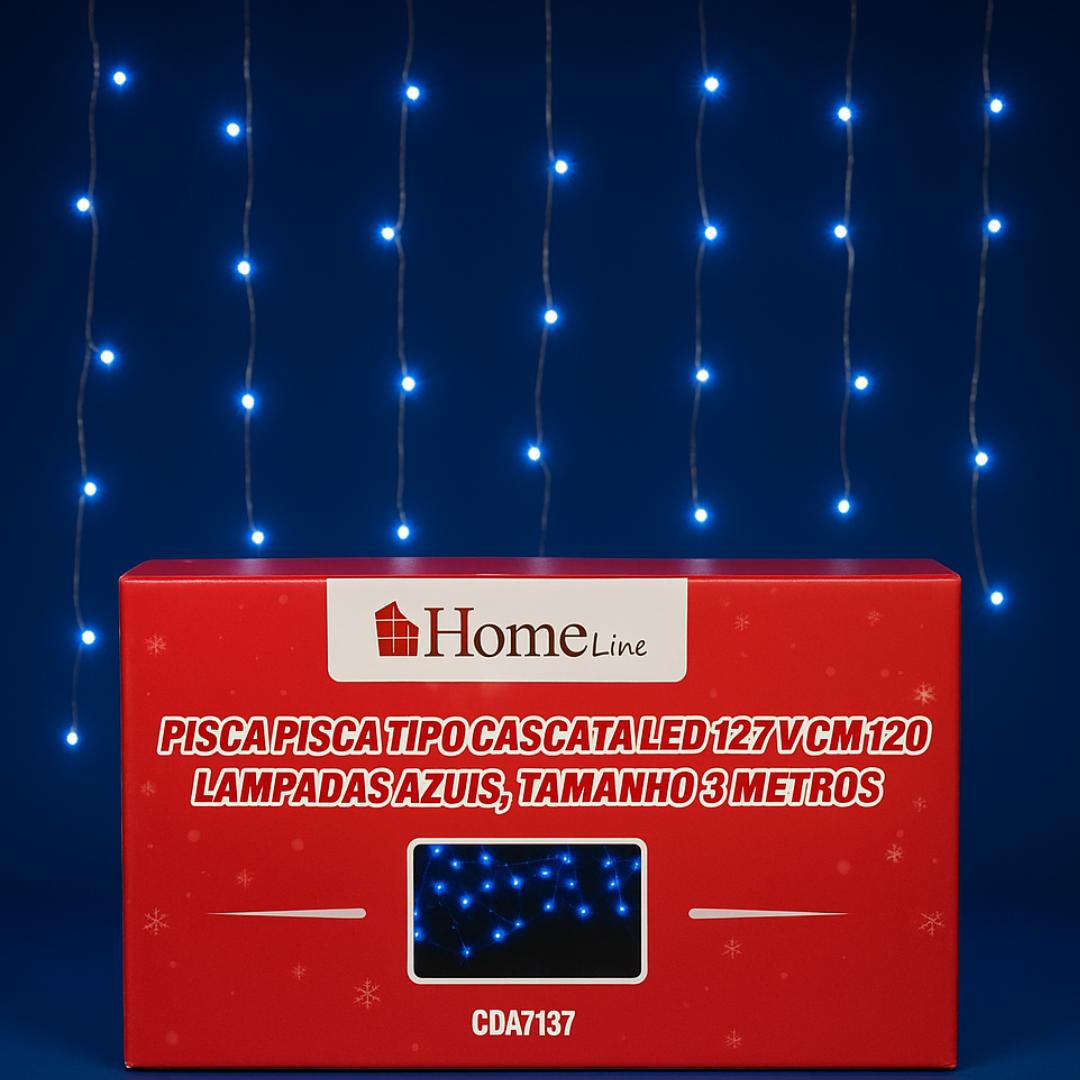 Pisca Pisca Cascata 120 Lâmpadas Azuis 3 Metros Home Line