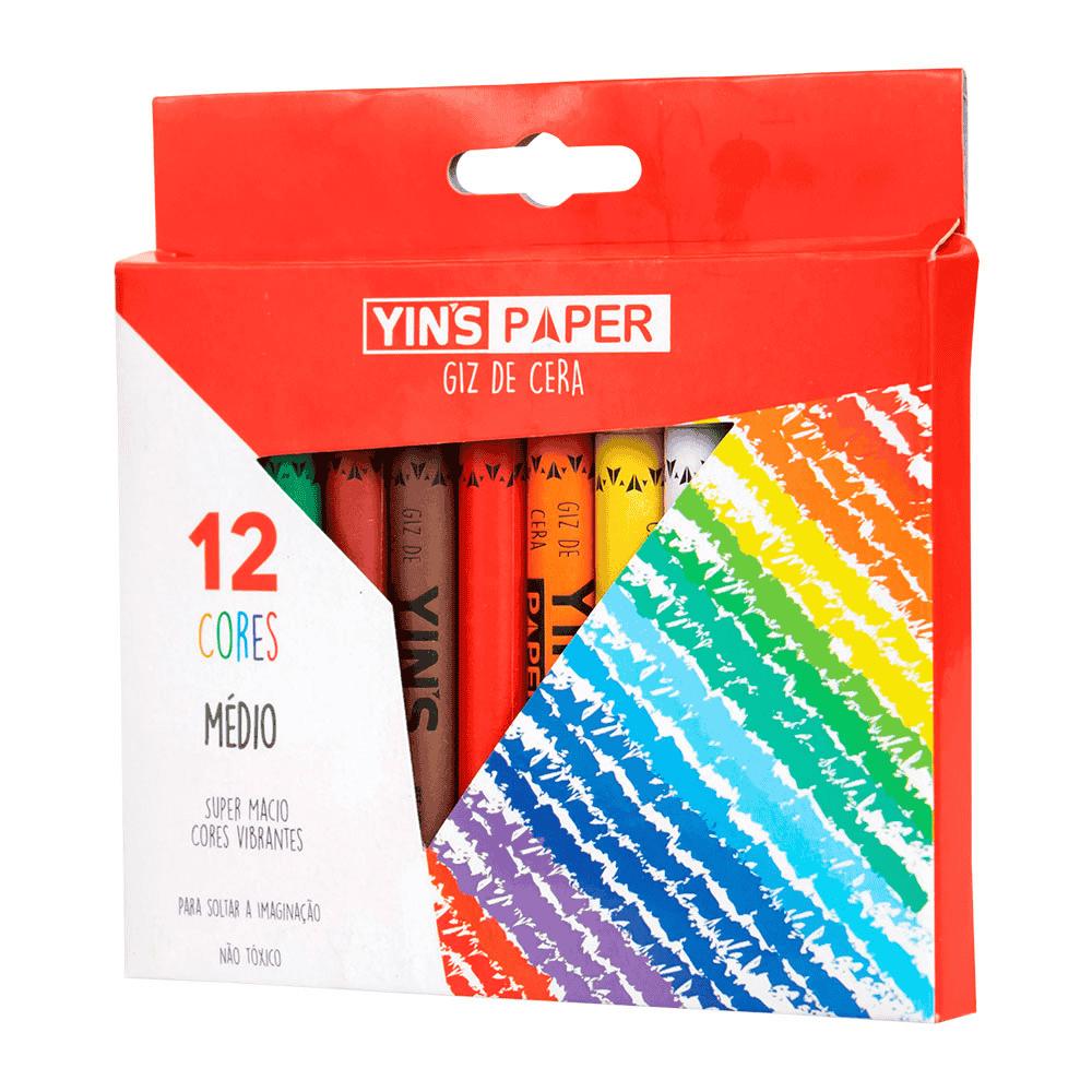 Giz De Cera 12 Cores Médio Yins