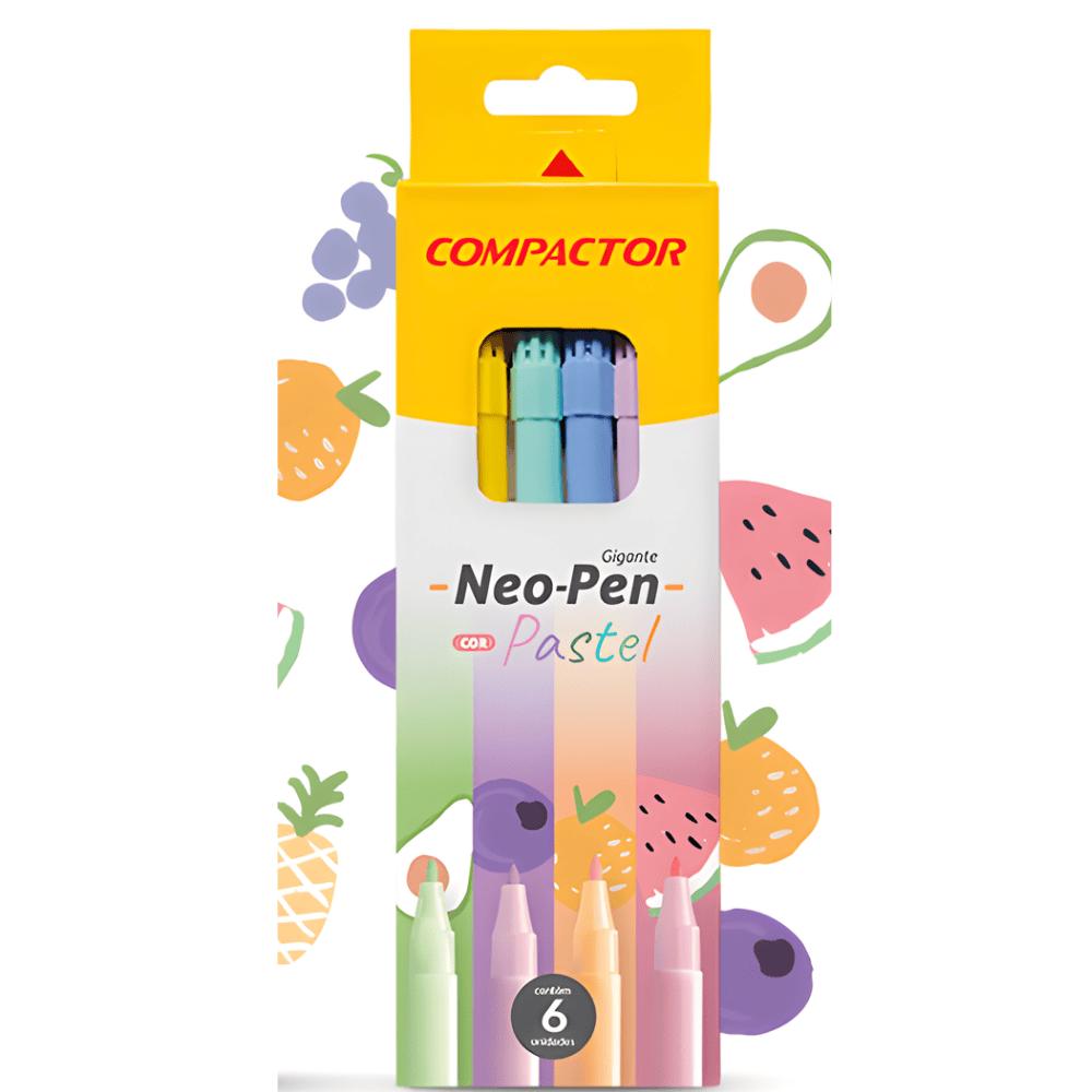 Hidrografica Neo-Pen Gigante Com 6 Cores Pastéis Compactor